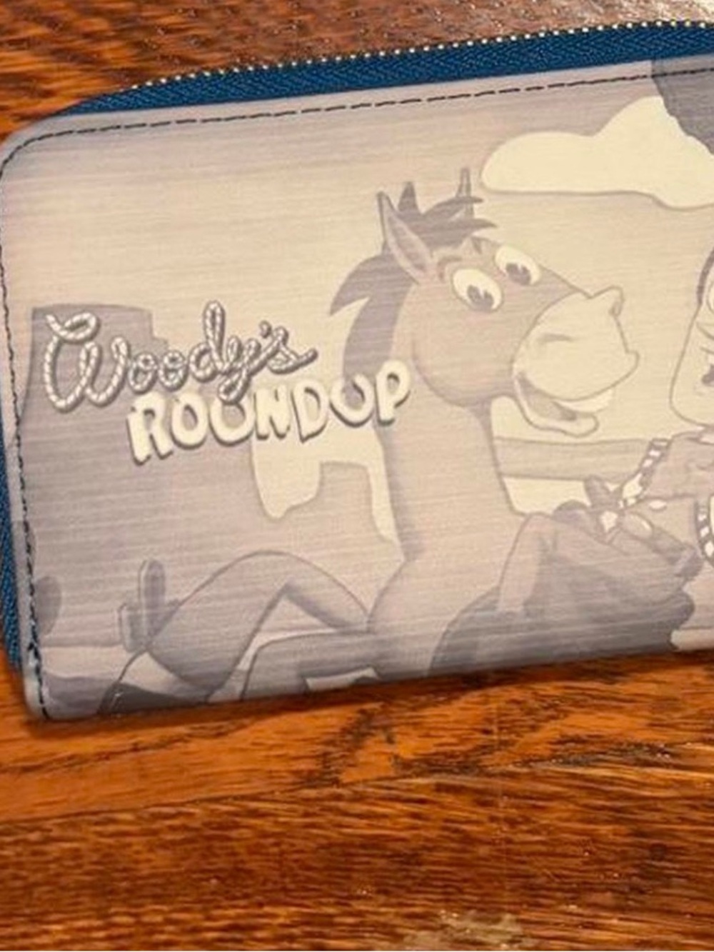 Loungefly Woody's Roundup Gray and Blue Zip-Around Wallet